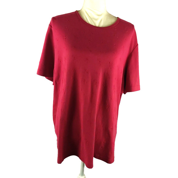 Bobby Brooks Women's T Shirt Red Short Sleeve Size 18/20 38/ 40 Textured - Picture 9 of 9